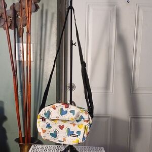 Yak Pak Colorful Heart Print Crossbody Bag
